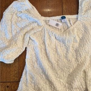 Old Navy White Textured Blouse